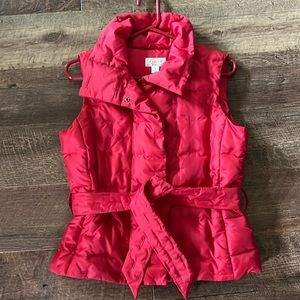 Talbots Red Goose Down Feather Vest Small